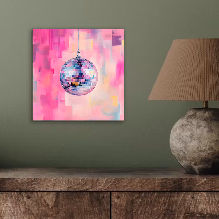 Alu-Dibond-Bild - Discoball - Rosa - Farbe — 3