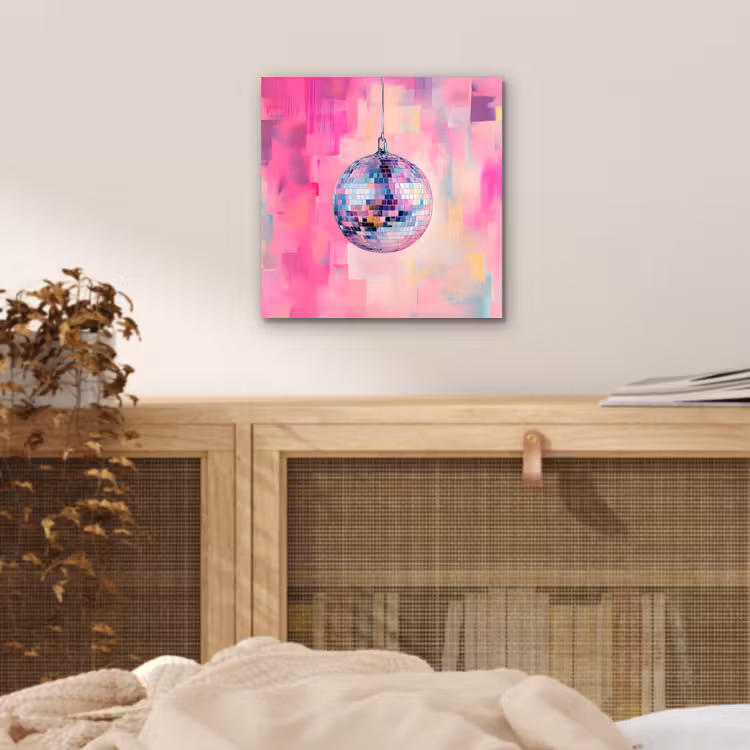 Alu-Dibond-Bild - Discoball - Rosa - Farbe — 4