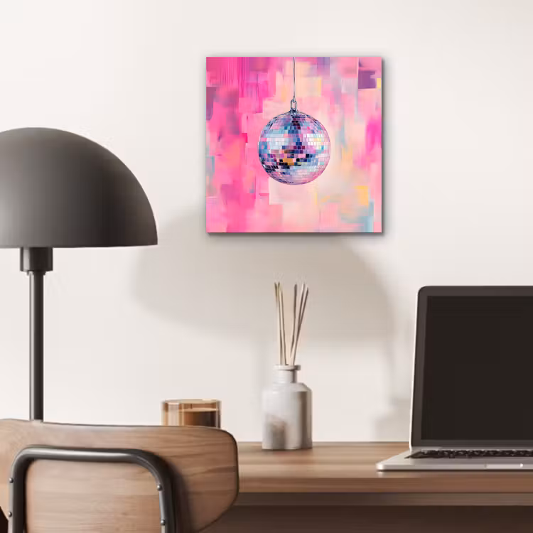 Alu-Dibond-Bild - Discoball - Rosa - Farbe — 6