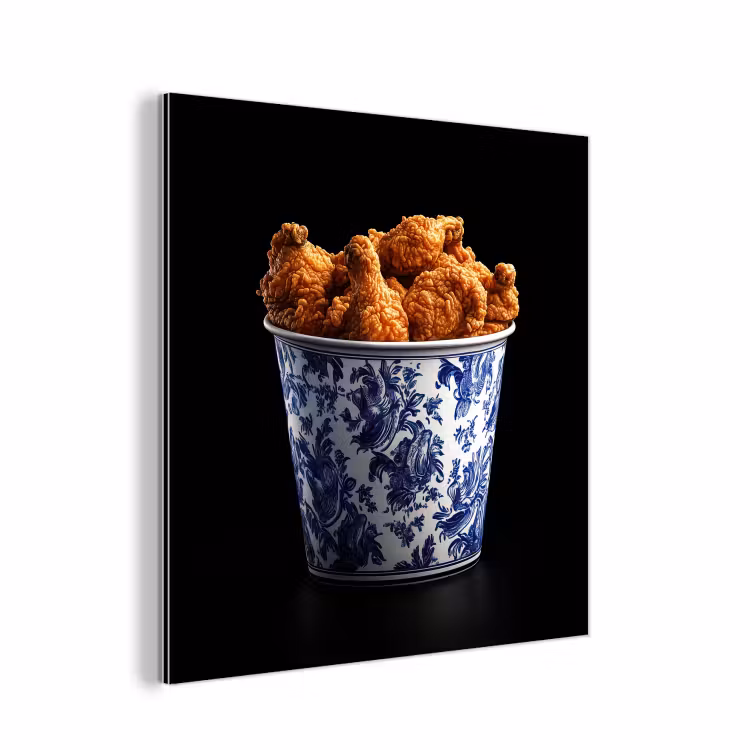 Alu-Dibond-Bild - Huhn - Eimer - Delfter Blau - Schmackhaft — 1