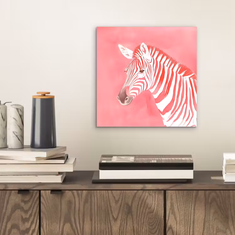 Alu-Dibond-Bild - Zebra - Rosa - Farbe — 2
