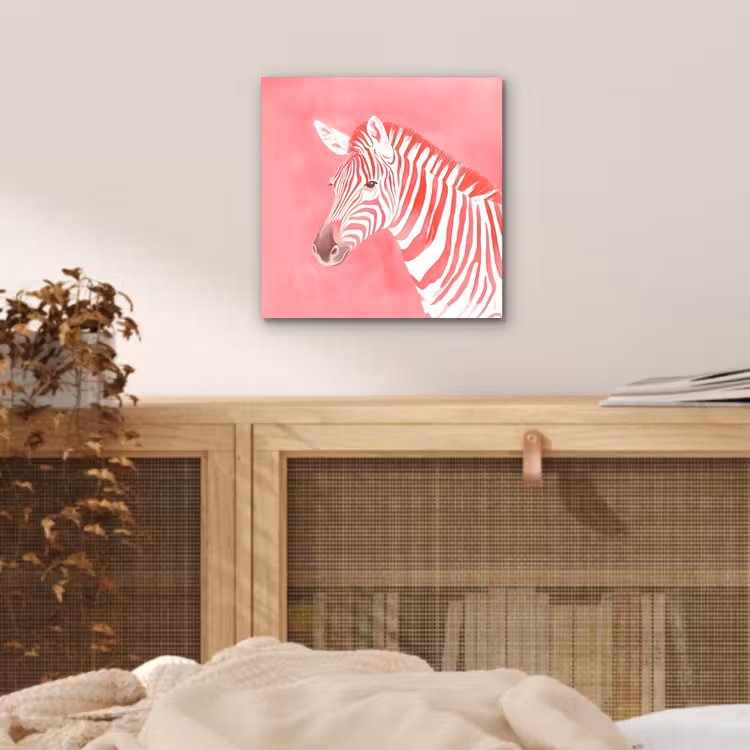 Alu-Dibond-Bild - Zebra - Rosa - Farbe — 4
