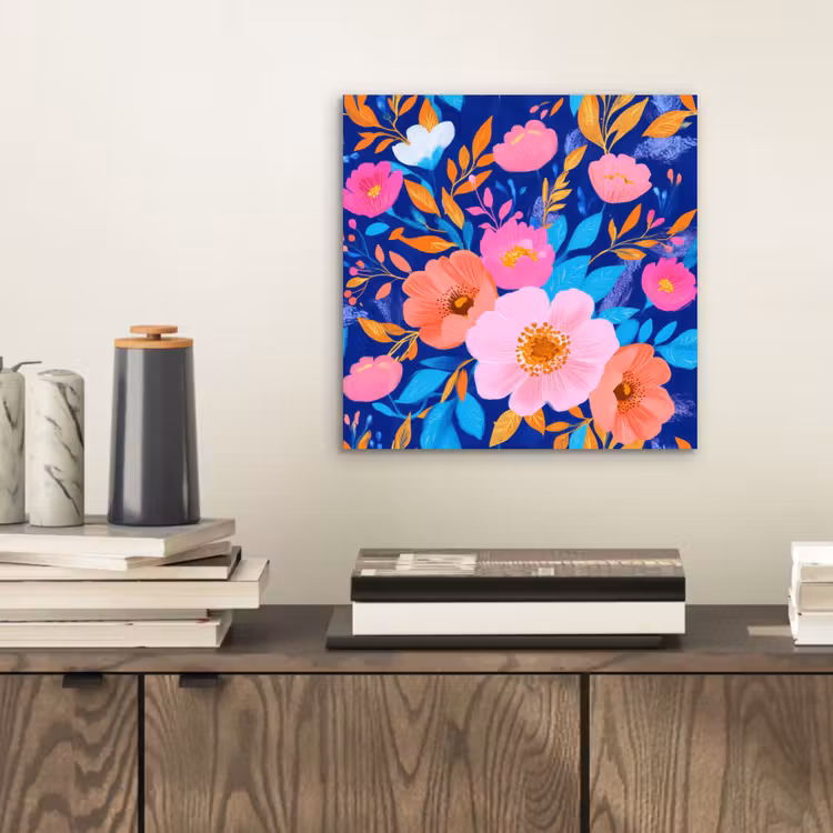 Alu-Dibond-Bild - Blumen - Blau - Rosa — 2