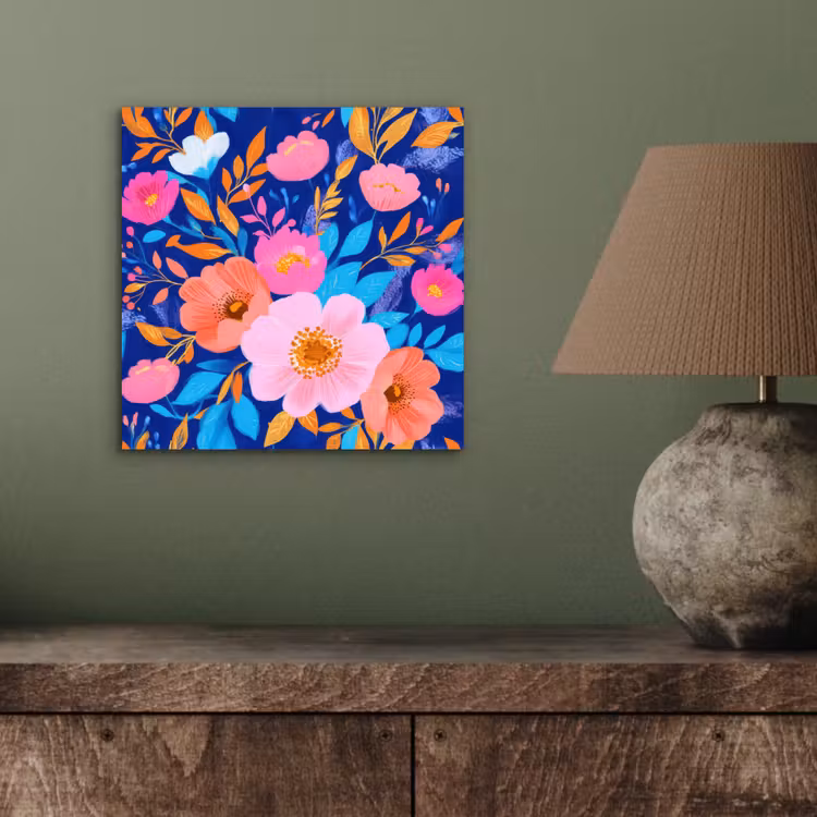 Alu-Dibond-Bild - Blumen - Blau - Rosa — 3