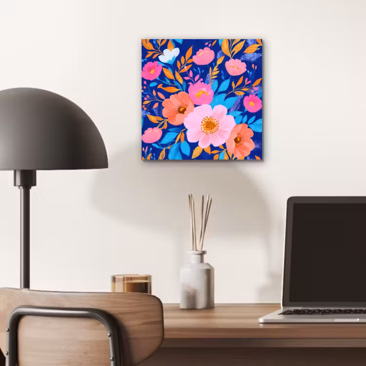 Alu-Dibond-Bild - Blumen - Blau - Rosa — 6