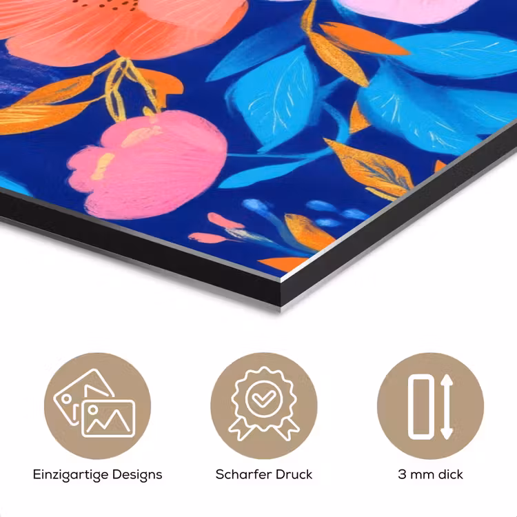 Alu-Dibond-Bild - Blumen - Blau - Rosa — 7