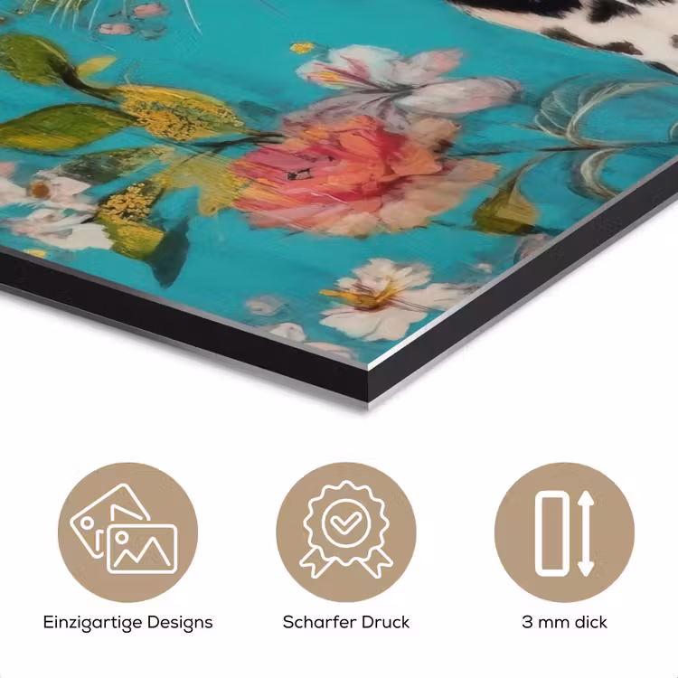 Alu-Dibond-Bild - Leopard - Blumen - Krone — 7