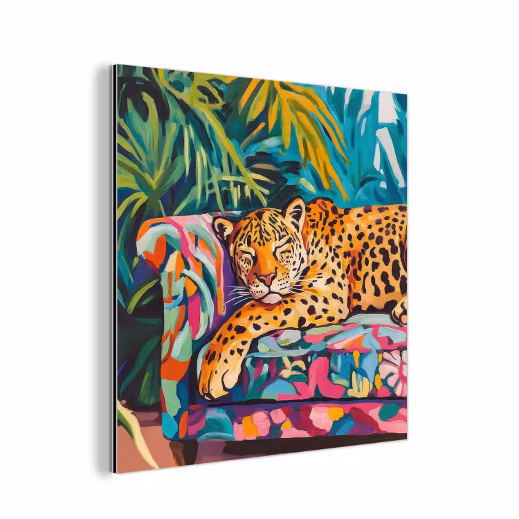 Alu-Dibond-Bild - Leopard - Bunt - Tropisch — 1