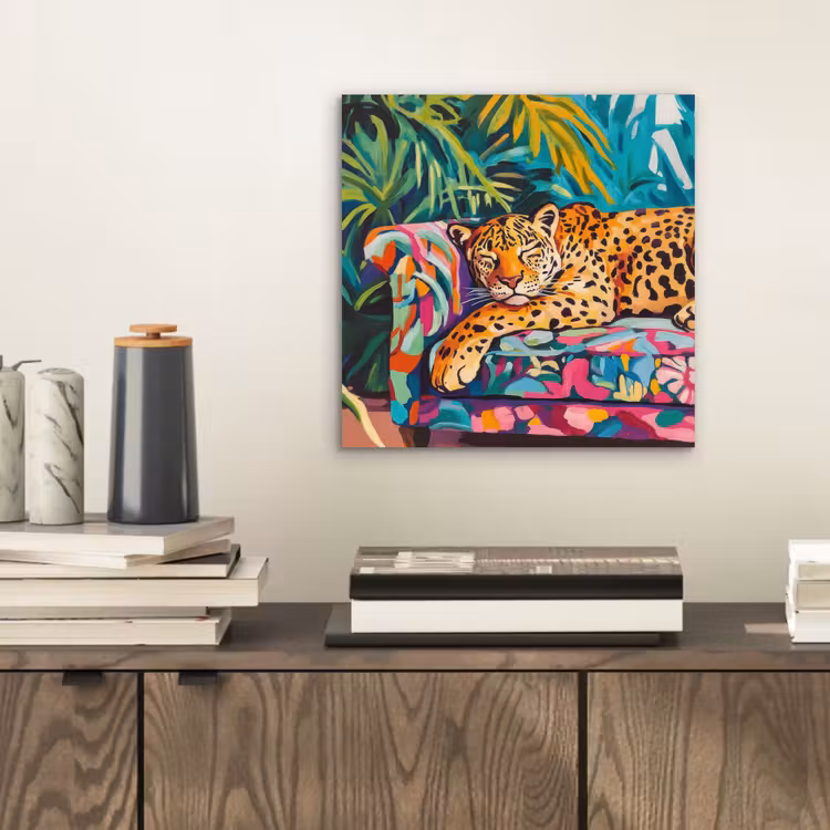 Alu-Dibond-Bild - Leopard - Bunt - Tropisch — 2