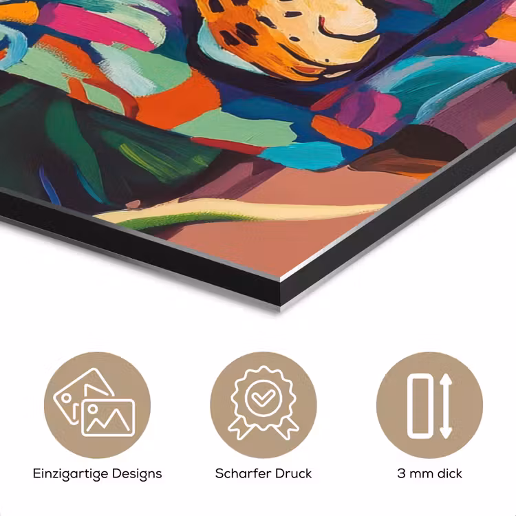 Alu-Dibond-Bild - Leopard - Bunt - Tropisch — 7