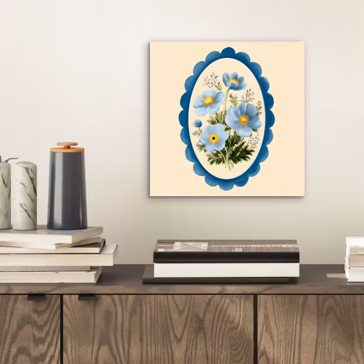 Alu-Dibond-Bild - Liste - Blumen - Hellblau - Illustration — 2