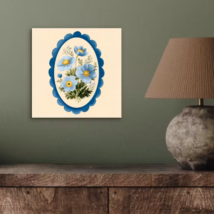 Alu-Dibond-Bild - Liste - Blumen - Hellblau - Illustration — 3