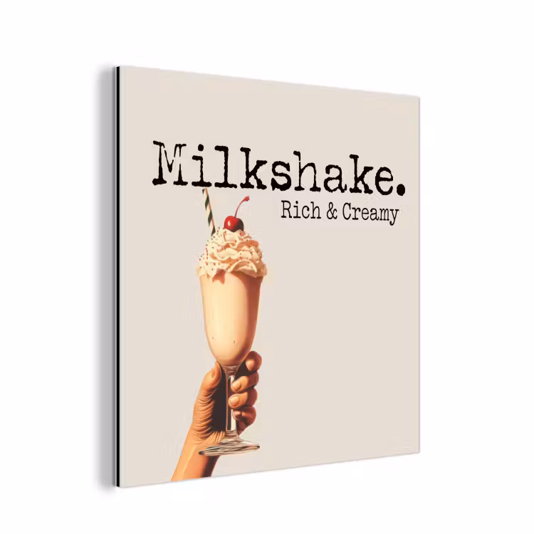 Alu-Dibond-Bild - Milchshake - Kirsche - Strohhalm — 1