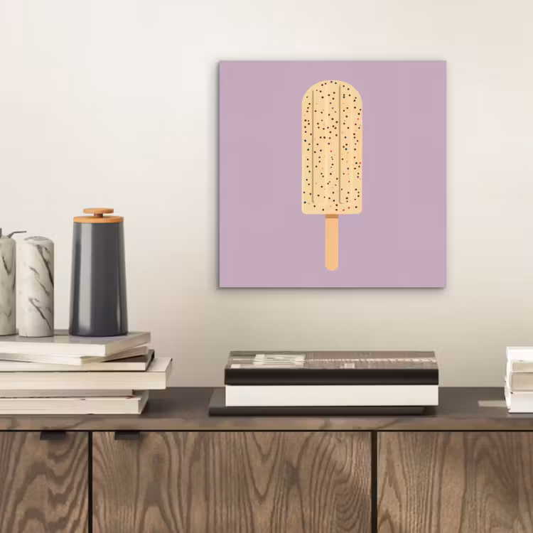 Alu-Dibond-Bild - Beige - Eiscreme - Sprenkeln — 2