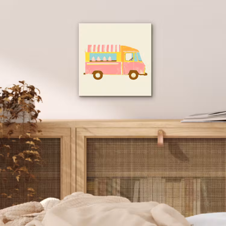 Alu-Dibond-Bild - Eiscreme-Wagen - Retro - Softeis - Rosa — 4