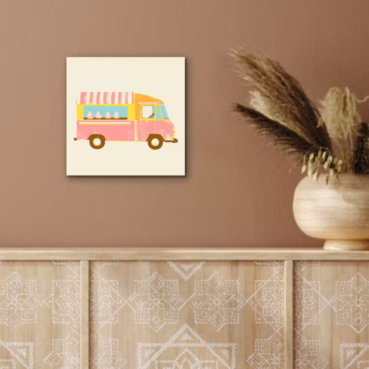 Alu-Dibond-Bild - Eiscreme-Wagen - Retro - Softeis - Rosa — 5