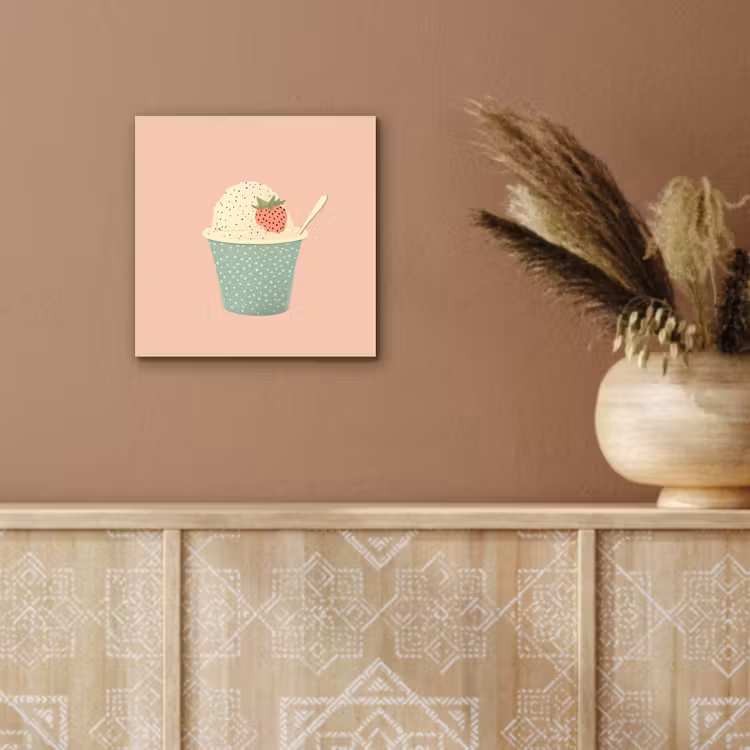 Alu-Dibond-Bild - Tablett - Eiscreme - Erdbeere - Rosa — 5