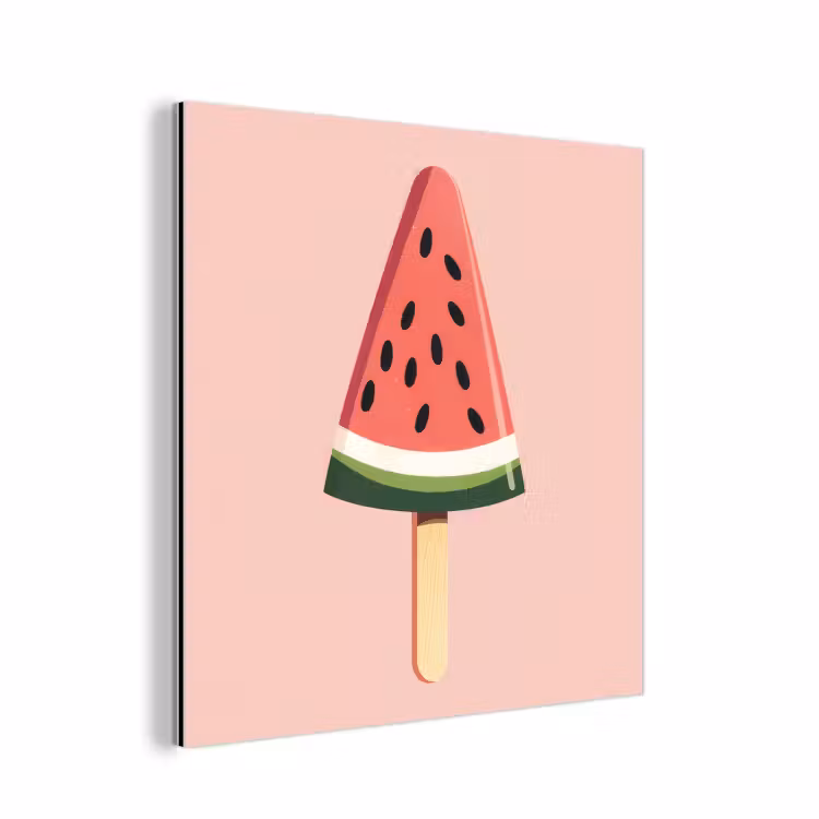 Alu-Dibond-Bild - Wassermelone - Eiscreme - Kerne - Rot — 1