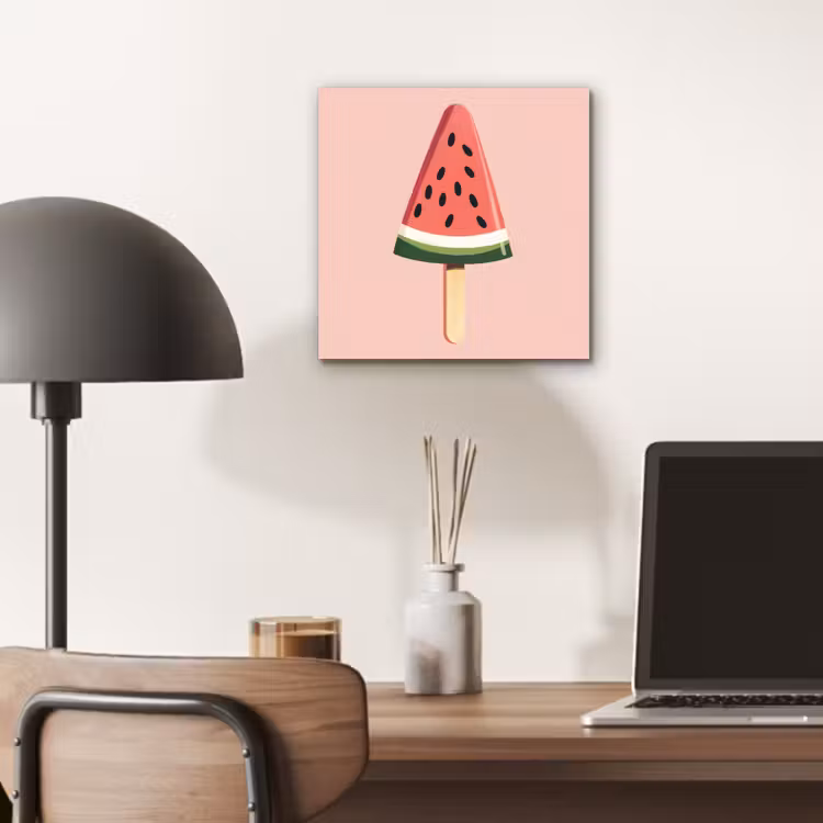 Alu-Dibond-Bild - Wassermelone - Eiscreme - Kerne - Rot — 6