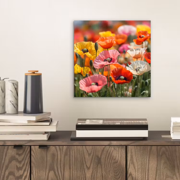 Alu-Dibond-Bild - Blumenfeld - Mohnblumen - Farbenfroh — 2
