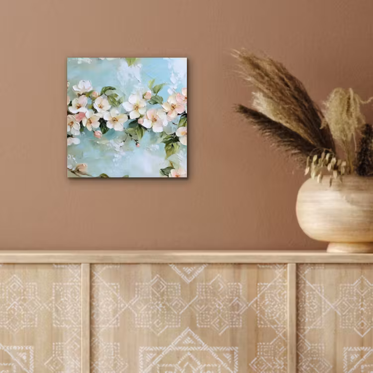Alu-Dibond-Bild - Blossom - Blätter - Hellblau — 5