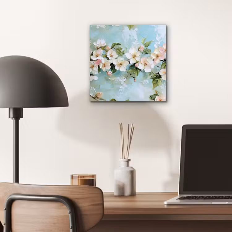 Alu-Dibond-Bild - Blossom - Blätter - Hellblau — 6