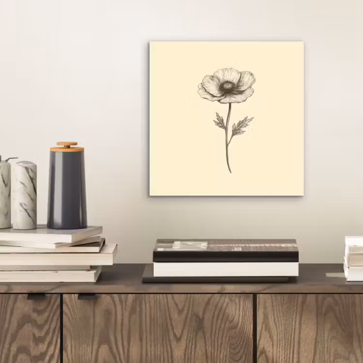 Alu-Dibond-Bild - Mohn - Illustration - Schwarz — 2