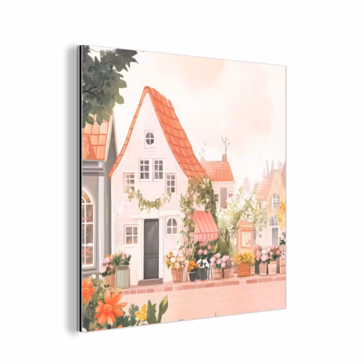 Alu-Dibond-Bild - Blumen - Häuser - Dorf — 1