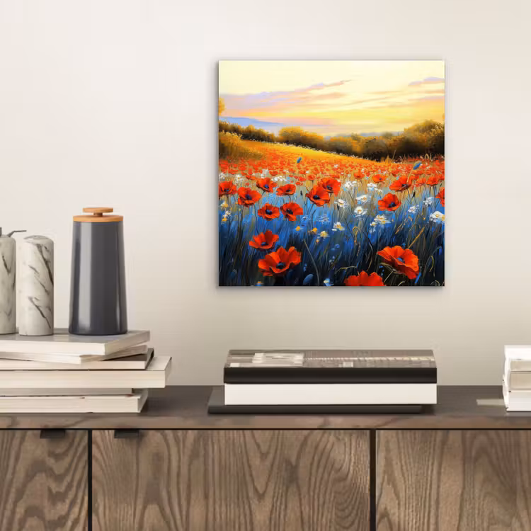 Alu-Dibond-Bild - Mohn - Blumenfeld - Farbenfroh — 2