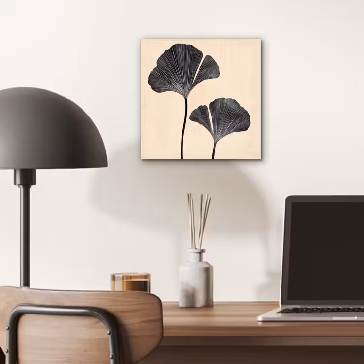 Alu-Dibond-Bild - Blätter - Minimalistisch - Schwarz — 6