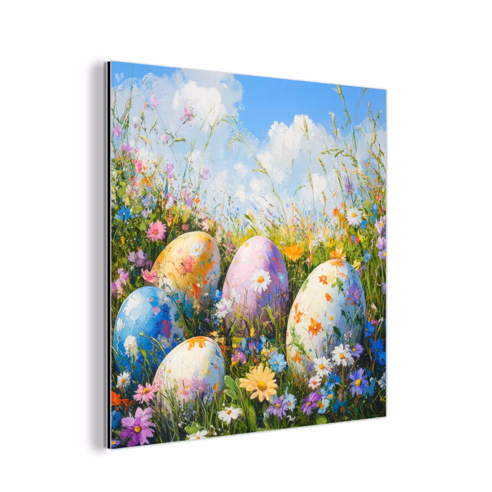 Aluminium Bilder - Rasen - Eier - Blumen — 1