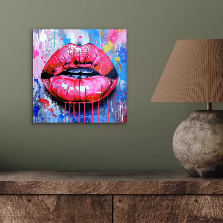 Alu-Dibond-Bild - Graffiti - Lippen - Hellrosa - Gemalt — 3