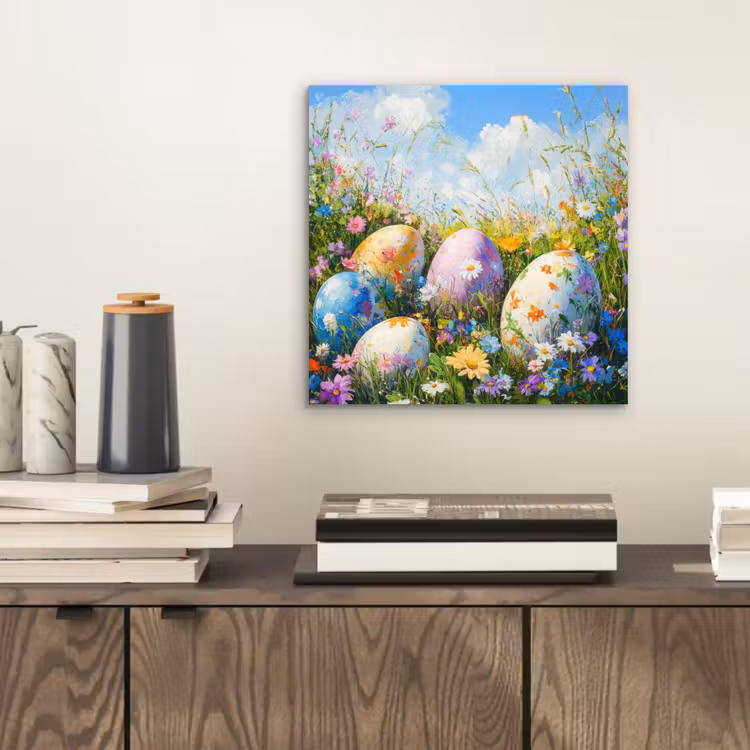 Aluminium Bilder - Rasen - Eier - Blumen — 2