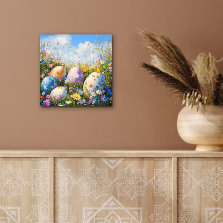 Aluminium Bilder - Rasen - Eier - Blumen — 5