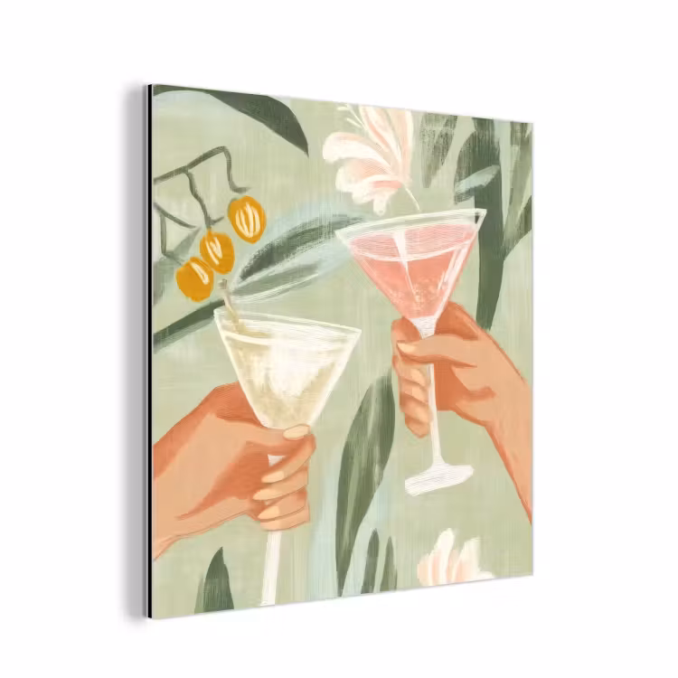 Alu-Dibond-Bild - Gläser - Cheers - Grün — 1