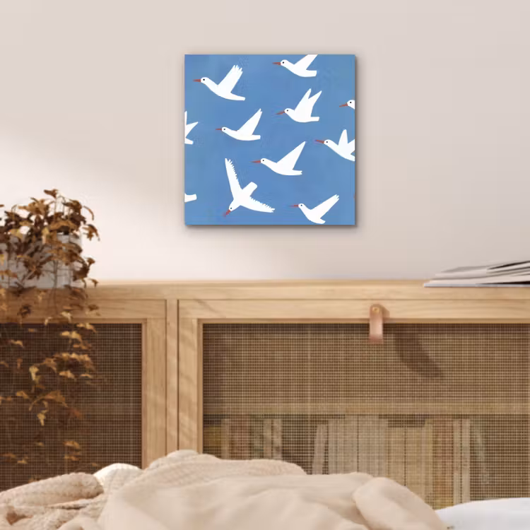 Alu-Dibond-Bild - Vögel - Weiß - Muster — 4