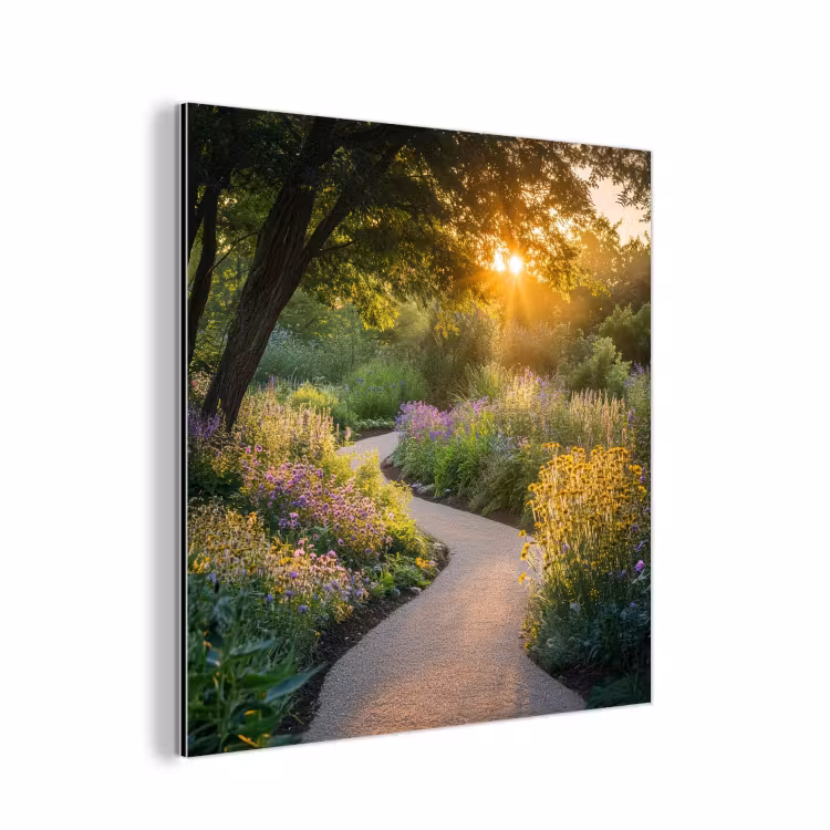Alu-Dibond-Bild - Weg - Blumen - Park — 1