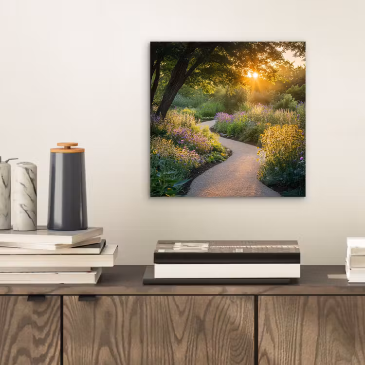 Alu-Dibond-Bild - Weg - Blumen - Park — 2