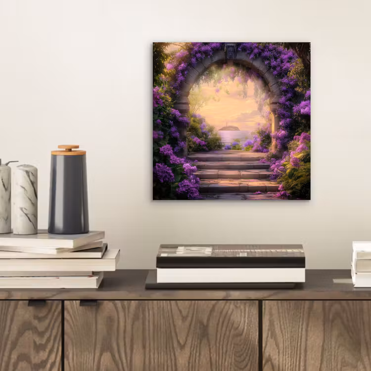 Alu-Dibond-Bild - Tor - Lila - Blumen — 2