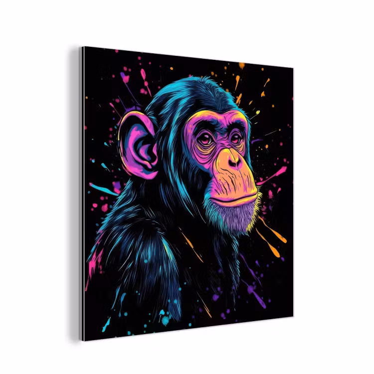 Aluminium Bilder - Affe - Farbe - Neon - Farbe — 1