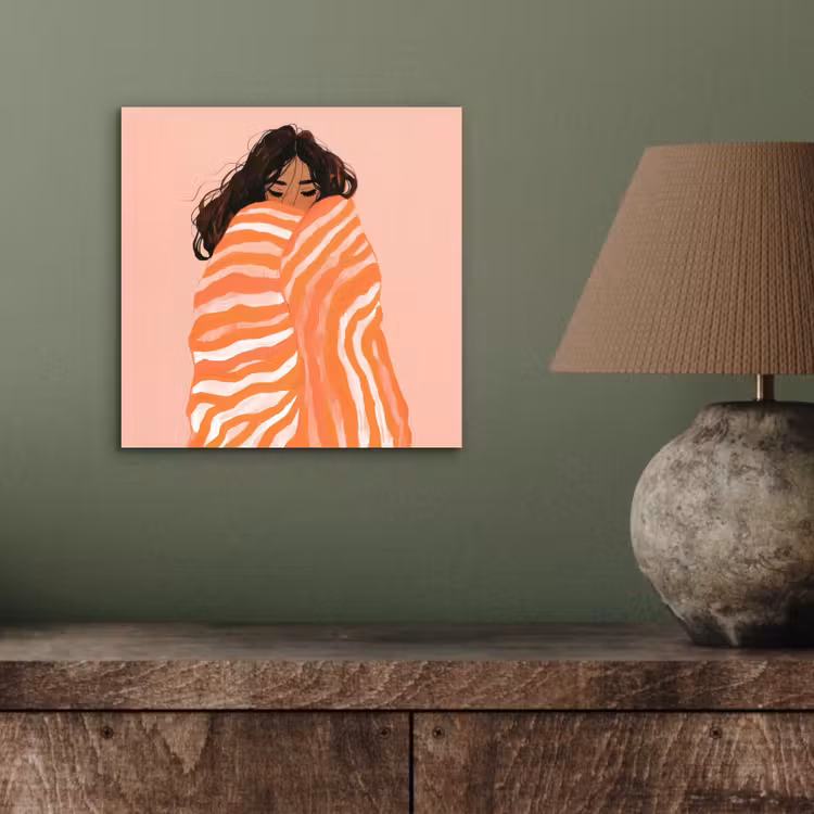 Alu-Dibond-Bild - Mädchen - Decke - Gestreift - Orange — 3