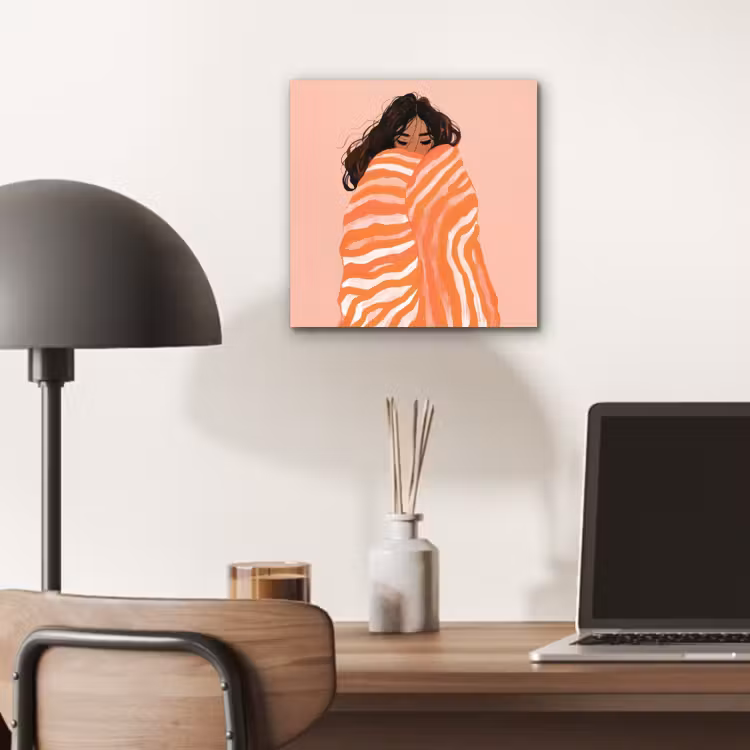 Alu-Dibond-Bild - Mädchen - Decke - Gestreift - Orange — 6