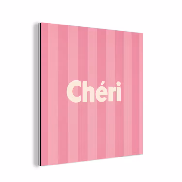 Alu-Dibond-Bild - Gestreift - Rosa - Chéri — 1