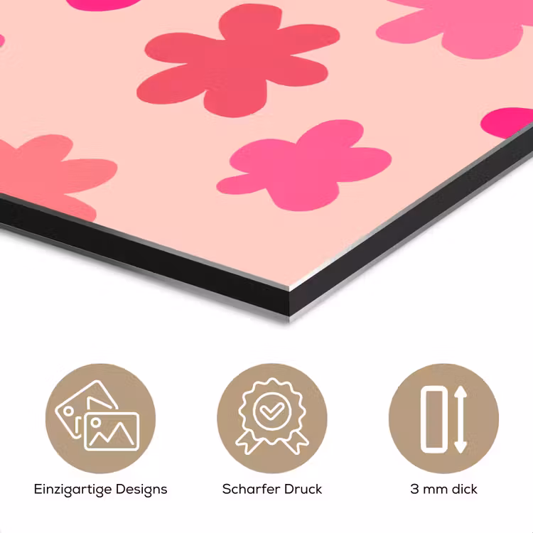 Alu-Dibond-Bild - Blumen - Muster - Rosa — 7