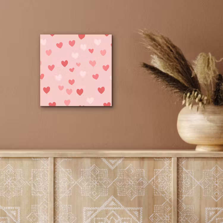 Alu-Dibond-Bild - Herzen - Muster - Rosa — 5
