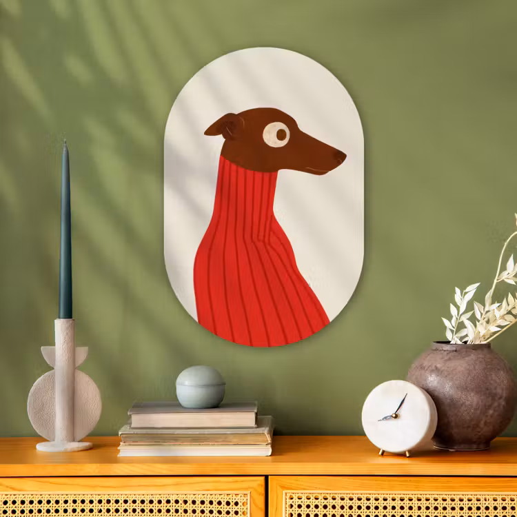 Forexbild Oval - Silhouette - Hund - Pullover - Rot — 3
