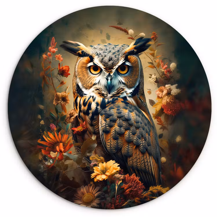 Forexbild Rund - Eule - Vogel - Blumen - Botanisch — 1