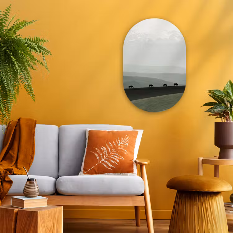 Forexbild Oval - Grau - Berg - Pferde — 2