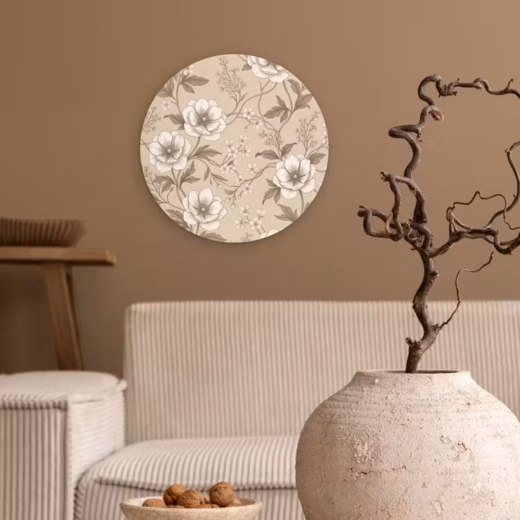 Forexbild Rund - Blumen - Muster - Beige — 2