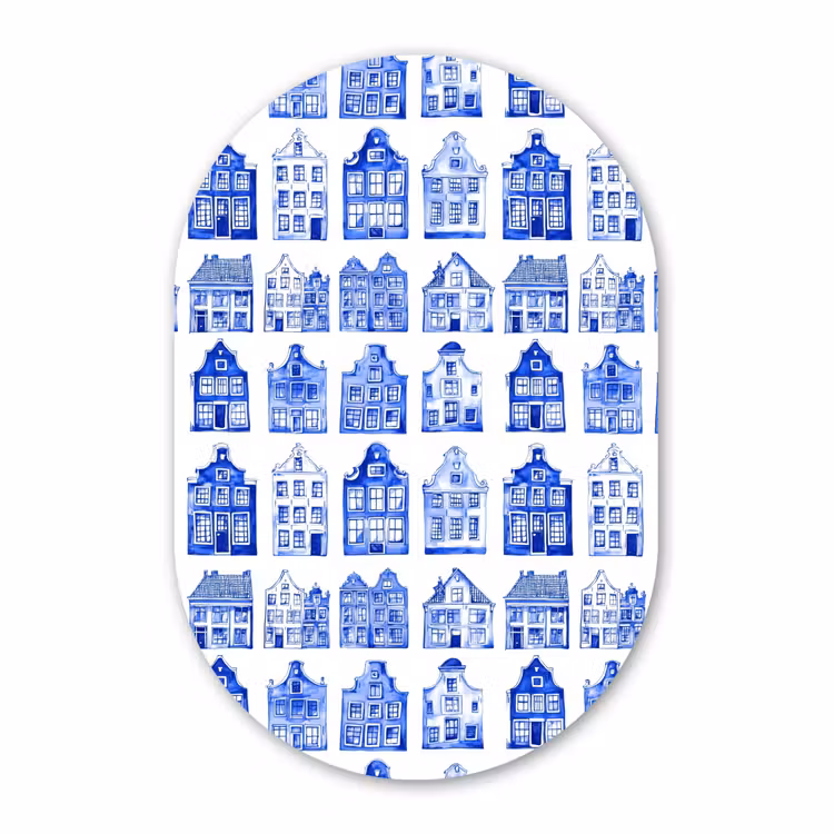 Forexbild Oval - Muster - Häuser - Blau — 1